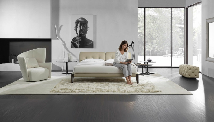 Moderne Doppelbett Schlafzimmer Beige Bett Möbel Holz Design Betten Prianera