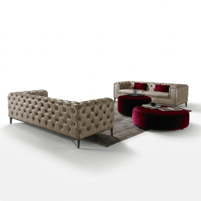 Luxuriöses 3+3 sitzer sofagarnitur in beige von chesterfield