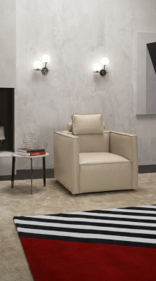 Sessel Einsitzer 1 Sitzer Polster Sitz Designer Textil Sitz Leder Modern Grau