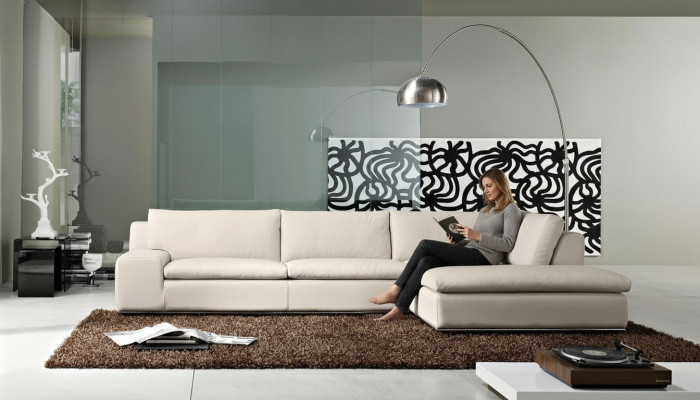 Ecksofa Wohnzimmer Schlaf Sofa Couchen Couch Weiß L Form Leder Möbel PRIANERA
