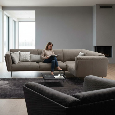 Stoff Ecksofa L-Form Sofa Couch Design Polster Textil Luxus Couchen