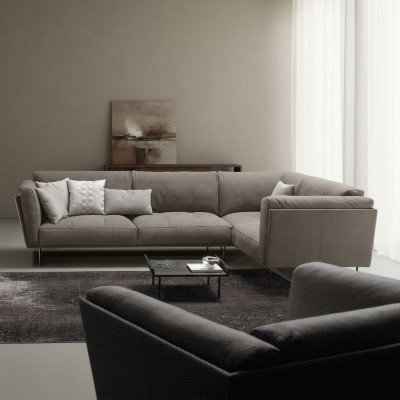 Stoff Ecksofa L-Form Sofa Couch Design Polster Textil Luxus Couchen