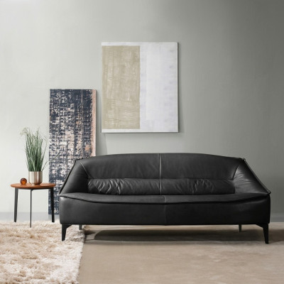 Dreisitzer Luxus Sofa 3 Sitzer Sofas Sitz Leder Design Couch Möbel Stil Schwarz