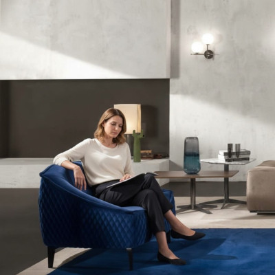 Sessel Möbel Modern Stoff Lounge Textil Luxus Sitz Relax Möbel Blau Prianera