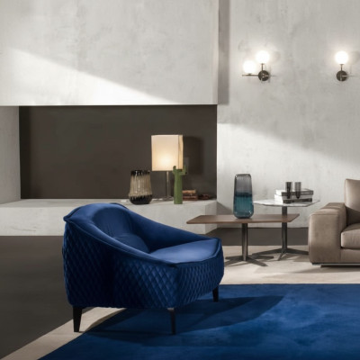 Sessel Möbel Modern Stoff Lounge Textil Luxus Sitz Relax Möbel Blau Prianera
