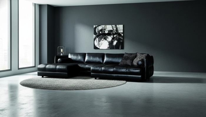 Moderne Couch Luxus Ecksofa Polstermöbel Wohnzimmer L-Form Design Schwarz Lede