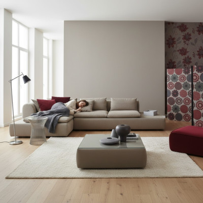 Ecksofa Couch Polsterung Couchen Sofa L-Form Möbel Grau Sofas Leder