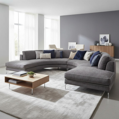 Runde Luxus Wohnlandschaft Eckcouch Eckgarnitur Polster Möbel Sofa