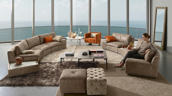 Villa Rund Couch Design Wohnlandschaft Runde Sofa Couchen Möbel Ecksofa