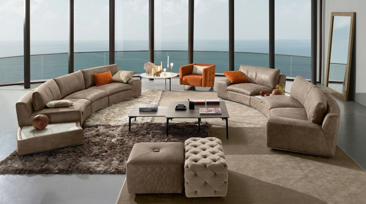 Villa Rund Couch Design Wohnlandschaft Runde Sofa Couchen Möbel Ecksofa