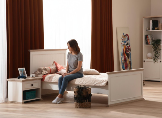 Bett Einzelbett Nachttisch Schlafzimmer 2tlg. Modern Luxus Möbel Neu