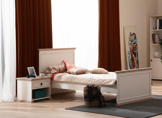 Bett Einzelbett Nachttisch Schlafzimmer 2tlg. Modern Luxus Möbel Neu
