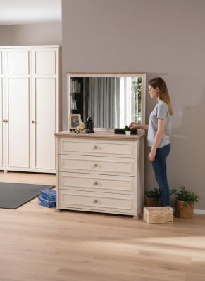Kommode mit Spiegel Luxus Konsole Kommoden Schlafzimmer Kinderzimmer