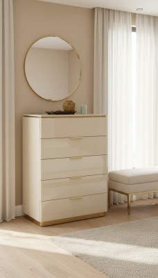 Kommode Beige Holz Luxus Hochschrank Konsolen Schränke Möbel Sideboard Schrank