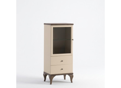 Glas Schrank Wohnzimmer Schränke Anrichte Beige Vitrine Möbel Holz