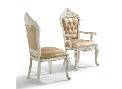 Klassischer Chesterfield Stuhl Esszimmer Sessel Beiger Lehnstuhl Einsitzer Barock-Stil