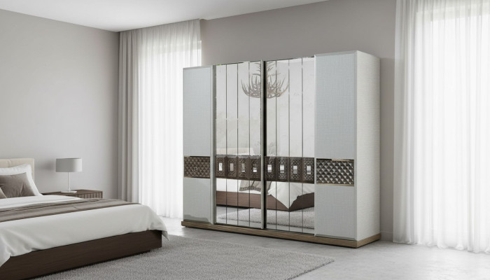Kleiderschrank Holz Schrank Schlafzimmer Möbel Design Schränke Grau Italien
