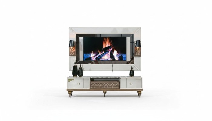 Wohnwand Garnitur rtv tv Ständer Lowboard Tisch Holz Luxus xxl schrank