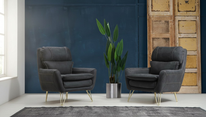 Sessel Sitz Sitzer Design Wohnzimmer Polster Luxus Schwarz Wartezimmer