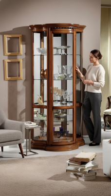 Vitrinen Glas Schrank Braun Vitrine Wohnzimmer Holz Anrichte Luxus Möbel Italien
