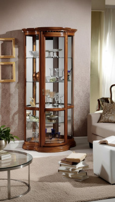 Vitrinen Glas Schrank Braun Vitrine Wohnzimmer Holz Anrichte Luxus Möbel Italien
