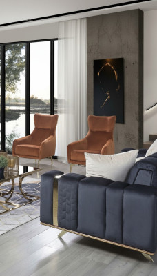 Sessel Einsitzer Luxus Polster Möbel Wohnzimmer Braun Sessel Textil Lounge Neu