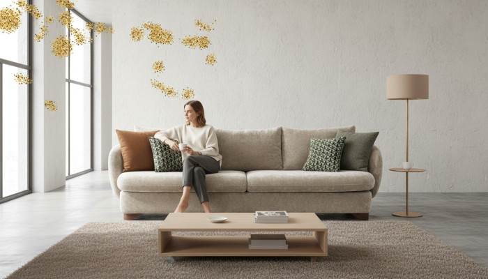 Sofa 3 Sitzer Polstersofa Grau Textill Sitz Design Stoff Modern Couch Sofas Neu