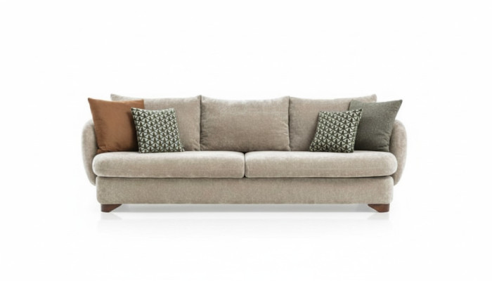Sofa 3 Sitzer Polstersofa Grau Textill Sitz Design Stoff Modern Couch Sofas Neu