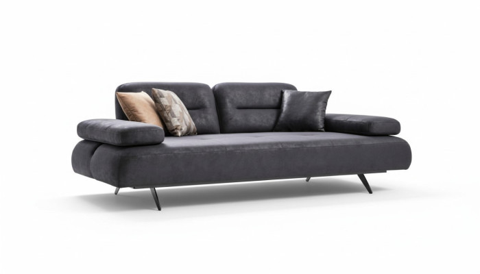 xxl Sofa 4 Sitzer Couch Wohnzimmer Polster Sitz Garnitur Leder Grau Textil
