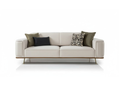 Modernes Sofa 3 Sitzer Polstersofa weiß Textill Sitz Design Couch Sofas Stoff