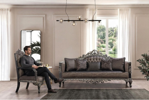 Luxus Chesterfield Sofagarnitur 3+1 Sitzer Klassische Sofa Barock Polster Sitz