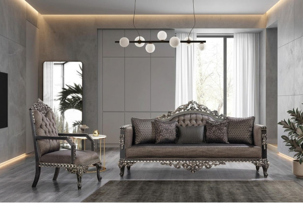 Luxus Chesterfield Sofagarnitur 3+1 Sitzer Klassische Sofa Barock Polster Sitz