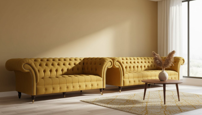 Luxus Beige Sofagarnitur 3+3 Sitzer Moderne Couch Wohnzimmer Stil Möbel