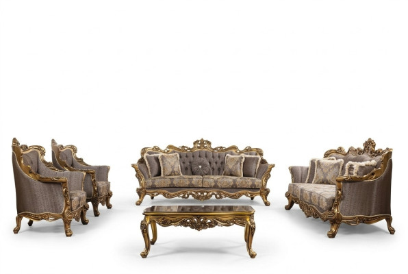 Luxus Sofagarnitur Klassische Couch Sofa Polster Möbel Set Komplett 5tlg