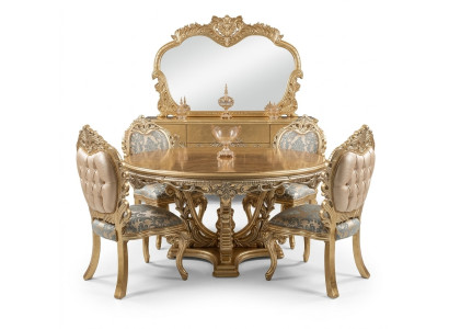 Goldener Runder Esstisch Essgarnitur Tisch 4x Stuhl Anrichte 6tlg. Neu