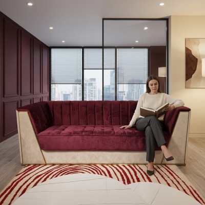 Rose Medusa Couch Dreisitzer Polster Weiche Couchen Sofas Möbel Stoff