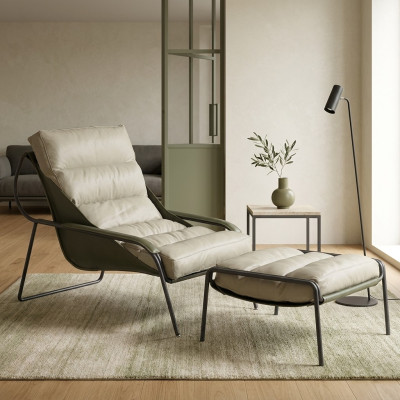 Relax Liege Sessel Möbel 2tlg. Einrichtung Set Fußhocker Stuhl Lehn