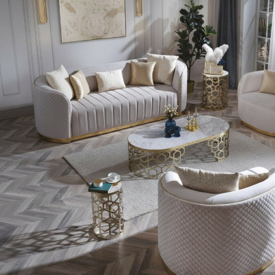 Ovale Couch Dreisitzer Couchen Möbel Sofa Einrichtung Wohnzimmer Samt