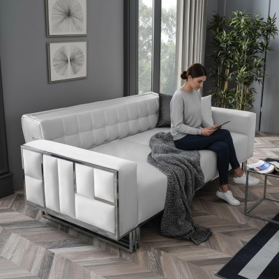 Verstellbare Multifunktion Couch Sofa Zweisitzer Couchen Design Sofas Weiß