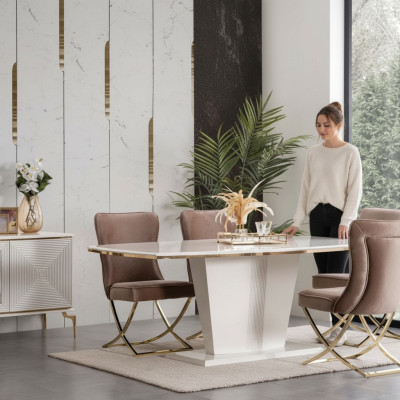 Moderner Säulentisch Tische Esszimmer Möbel Tisch X Säule Esstisch Neu