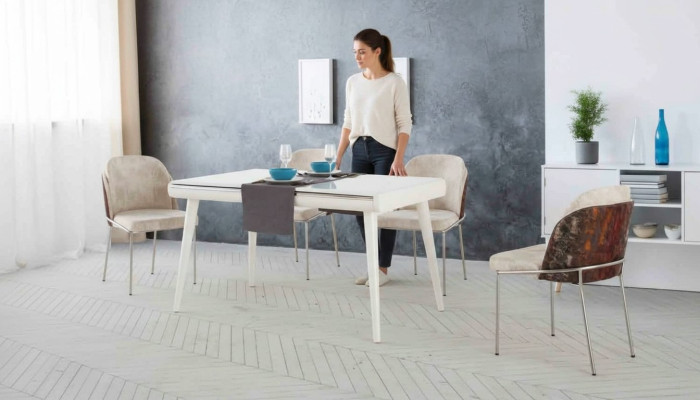 Modern Essgruppe Möbel Esszimmer Set Garnitur Sitz Esstisch Polster 5tlg.