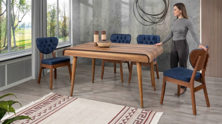 Modernes Möbel Esszimmer Set Garnitur Sitz Essgruppe Esstisch Polster 5tlg.