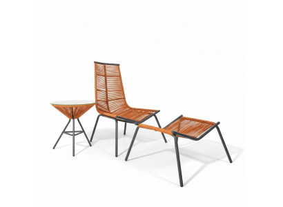 Modern Set für Ihren Garten Besteht aus Sessel Hocker und Beistelltisch