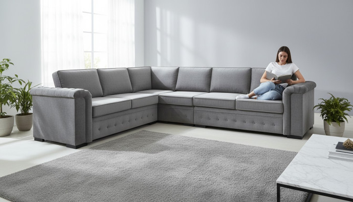 Ecksofa Eckcouch Polster Samt Couch Wohnzimmer Einrichtung Sofa Stoff