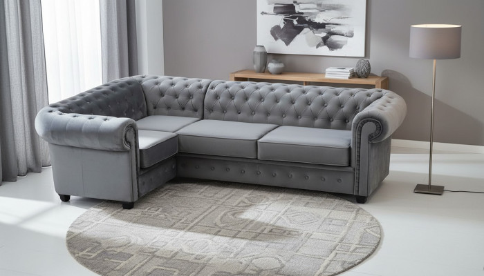 Chesterfield Sofa Couch Polster Möbel Eckgarnitur Sofas Couchen Stoff Textil