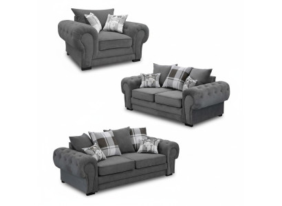 Sofagarnitur 3+2+1 Chesterfield-Möbel Wohnzimmer Textil im italienischen Stil