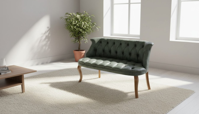 Zelen dvosedni Chesterfield kavč