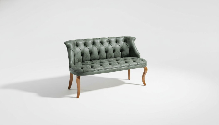 Zelen dvosedni Chesterfield kavč