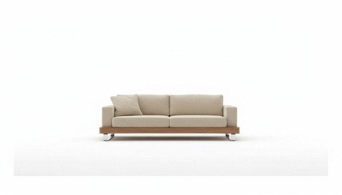 Modernes Dreisitzer Sofa Polstercouch Wohnzimmergarnitur-Set Holzgestell