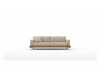 Modernes Dreisitzer Sofa Polstercouch Wohnzimmergarnitur-Set Holzgestell
